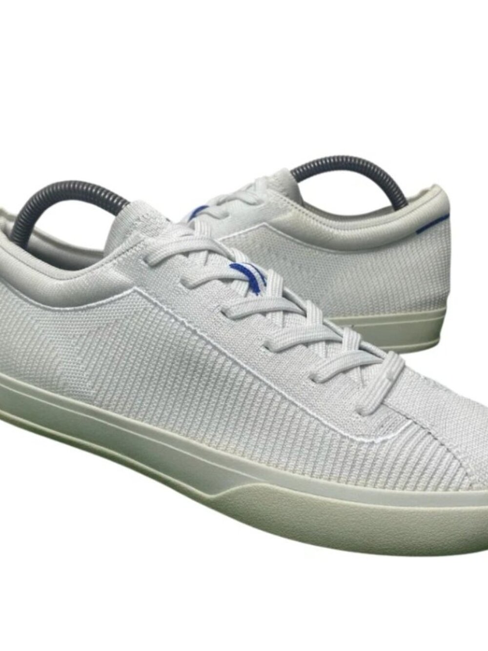 Rothy's The Lace Up Sneaker White Blue Shoes Womens Size 9 (No Insoles)